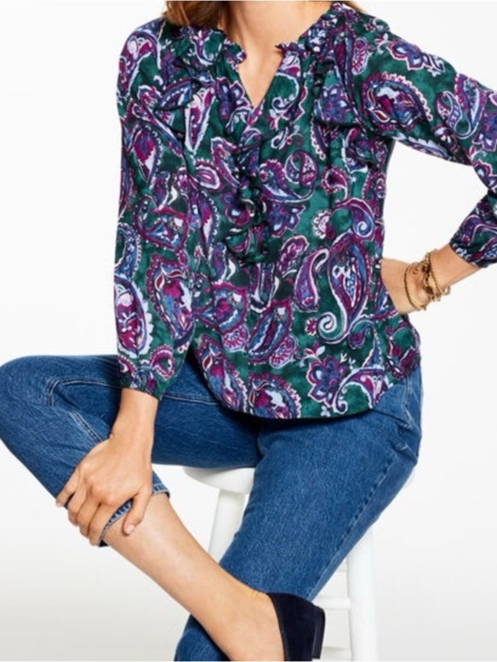 Talbots Ruffle Blouse in Piccadilly Paisley